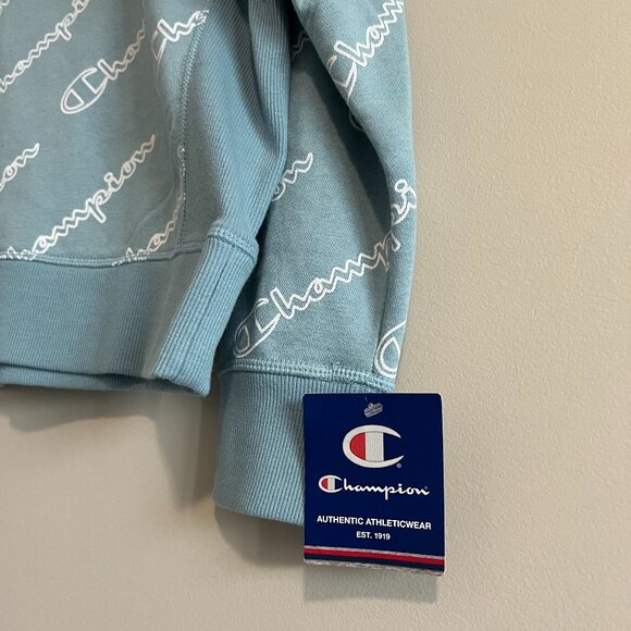 NWT Champion Women’s Blue & White Crewneck Sweatshirt Size Medium - Picture 4 of 8